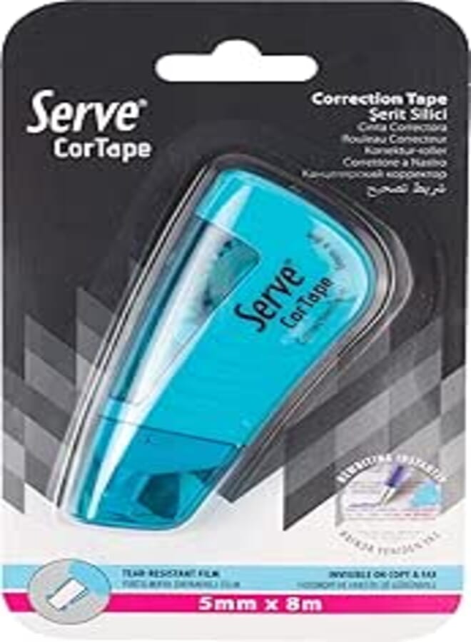 Serve Cortape Strip Eraser 5mm*8Mt Fluorescent Blue Single Blister